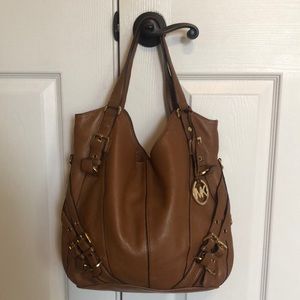 Michael Kors medium tan leather shoulder bag